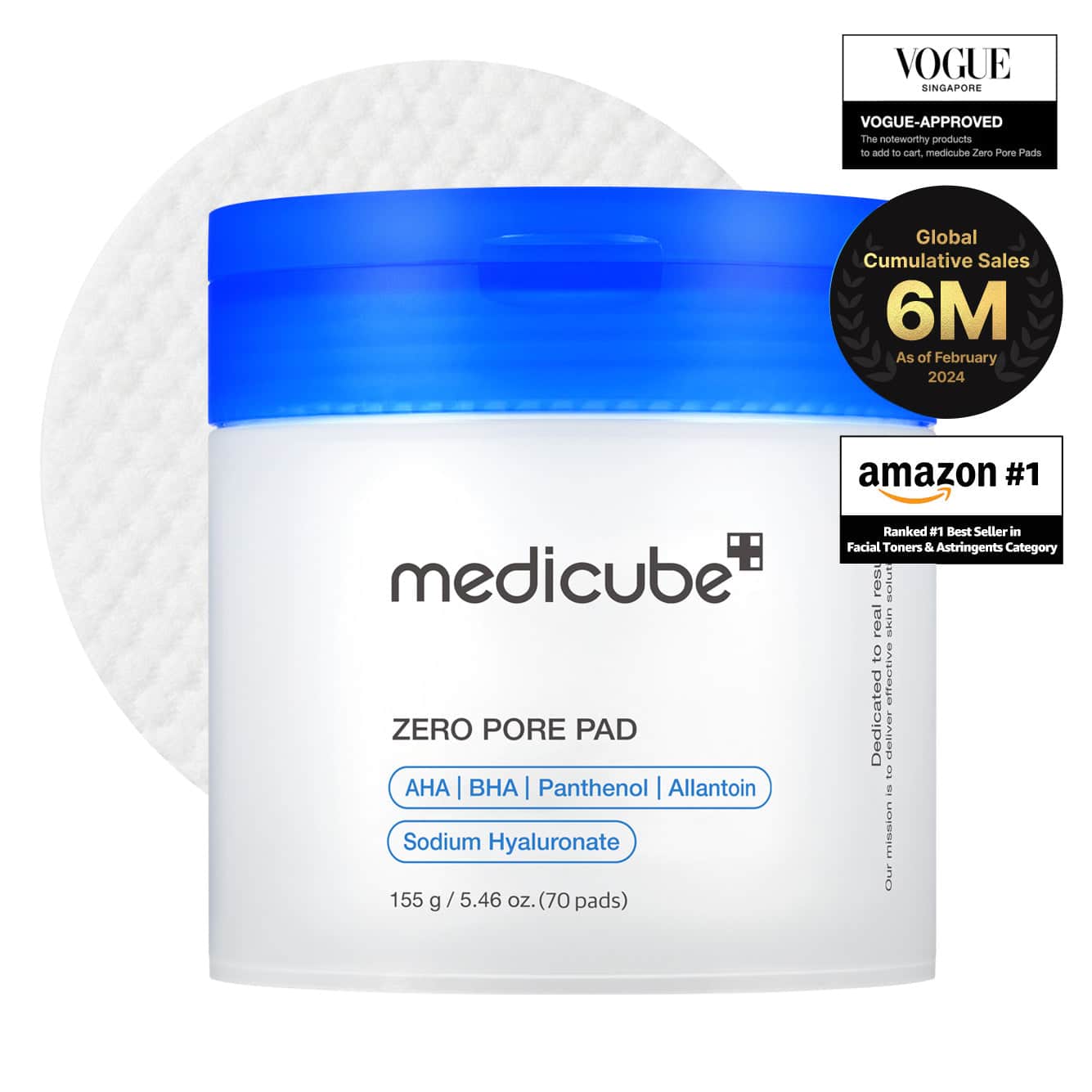 Medicube Zero Pore Pad 70-pad jar with blue lid